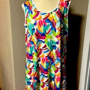 Floral print, large size polyester dress new with tags asymmetrical